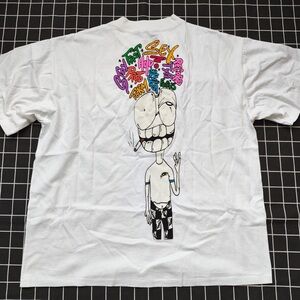 White Short-Sleeve Graphic Tee with Colorful Brain Art